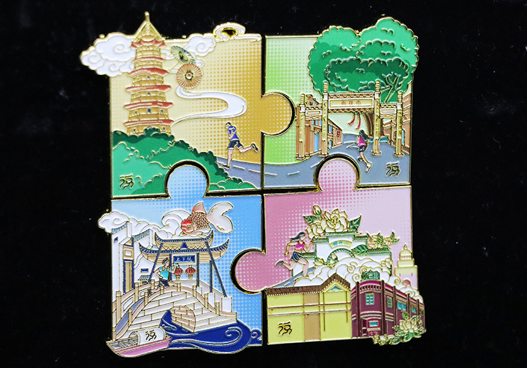 拼图徽章_城市文创徽章定制